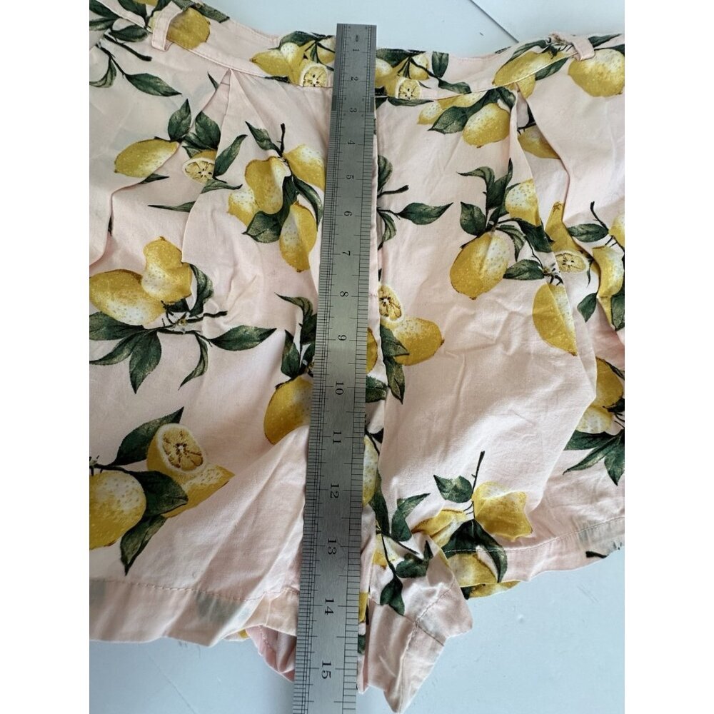 Mackenzie & Me Womens Shorts L Pink 100% Cotton Lemon‎ Print Tuscany Italy Farm - Picture 10 of 12